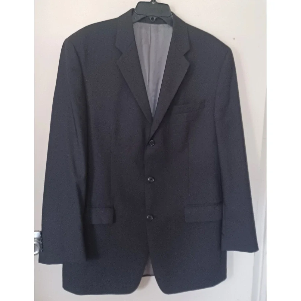 Calvin Klein 100% Wool Blazer Men 42L 3 Button Sport Coat Jacket Y2K Formal Prom